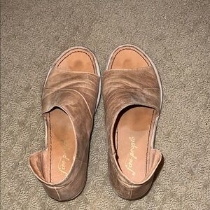 Free People Brown Leather Open Ankle Mules